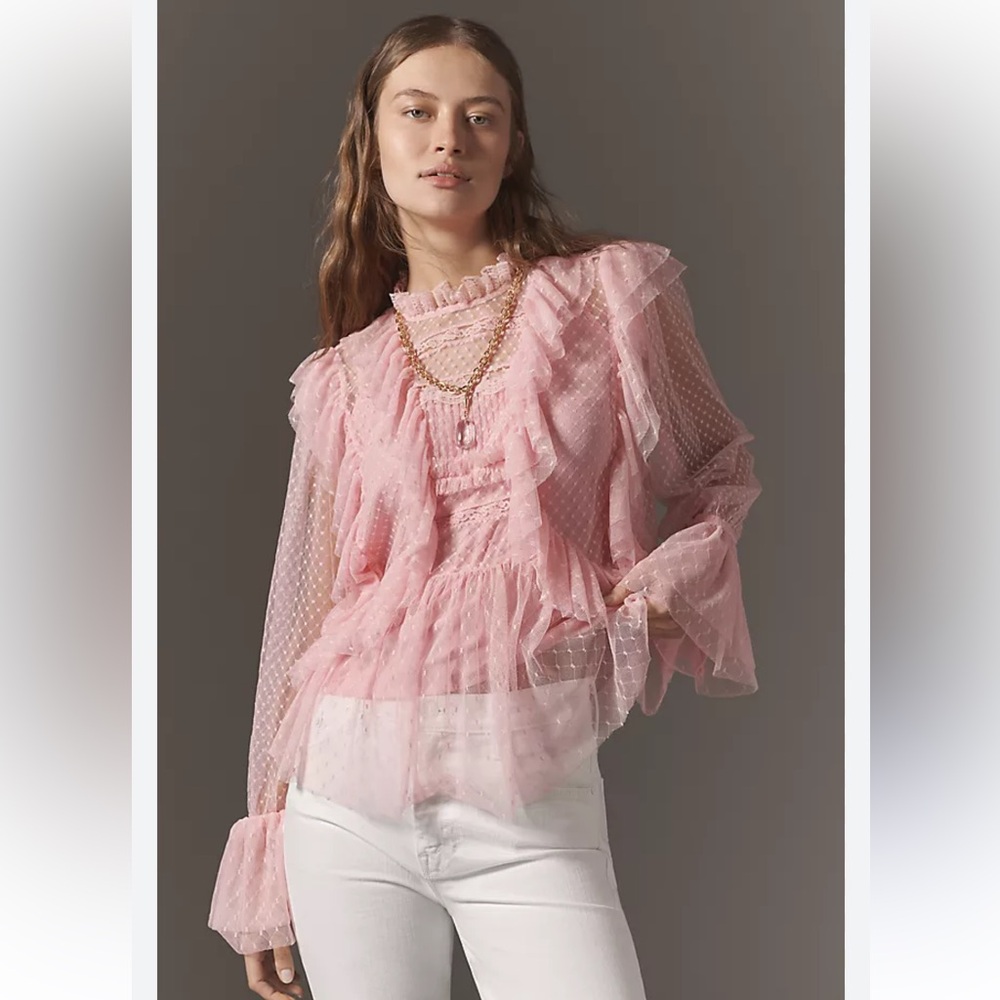 By Anthropologie Long-Sleeve Ruffle